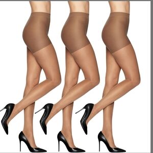 3 Pack Leggs Q+ Control Top Suntan Sheer Toe